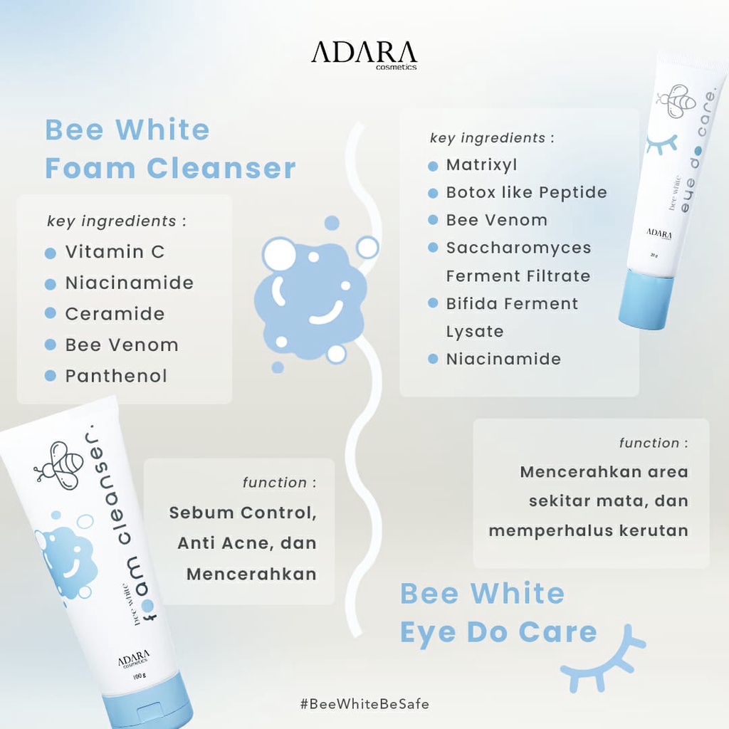 ADARA Bee White Foam Cleanser | Spotless Cream | Spotless Gel | Yogurt Day Cream | Yogurt Night Cream | Eye Do Care