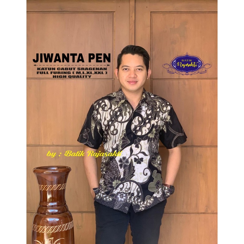 JUWANTA Batik pria lengan panjang SILVER ABU FULL FURING modern  ORIGINAL BATIK SOLO MURAH TERBARU