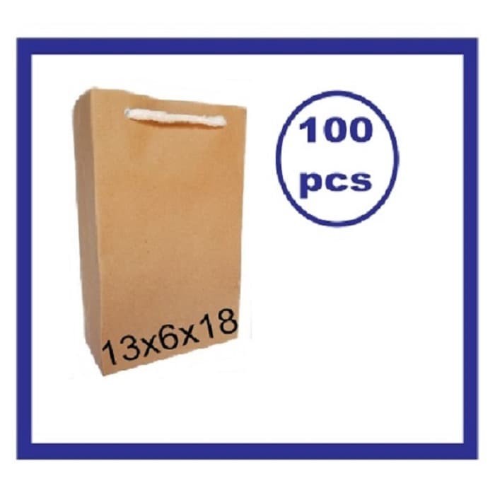 

Tas Kertas Paperbag Paper Bag 13x6x18 Coklat Polos 100pcs