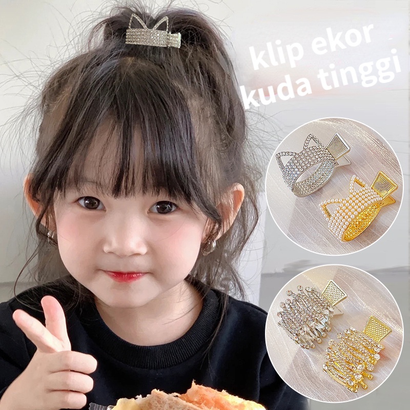 Jepit Rambut Ponytail Bahan Metal Aksen Berlian Imitasi Gaya Korea Untuk Musim Gugur Dan Dingin