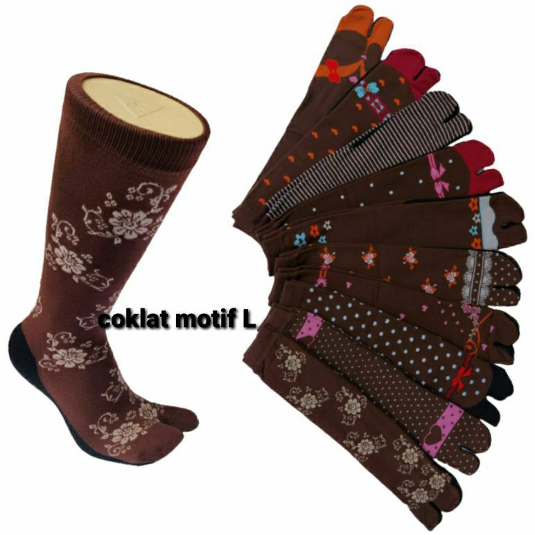 1pasang kaos kaki jempol motif(COKLAT) dewasa