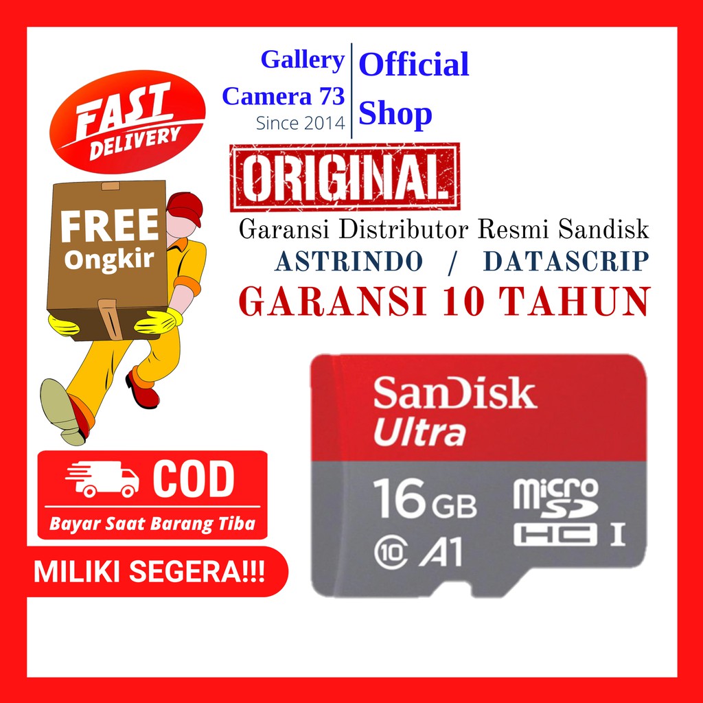 Micro Sd Sandisk Ultra 16Gb memori sandisk original memori sandisk asli  98Mbps