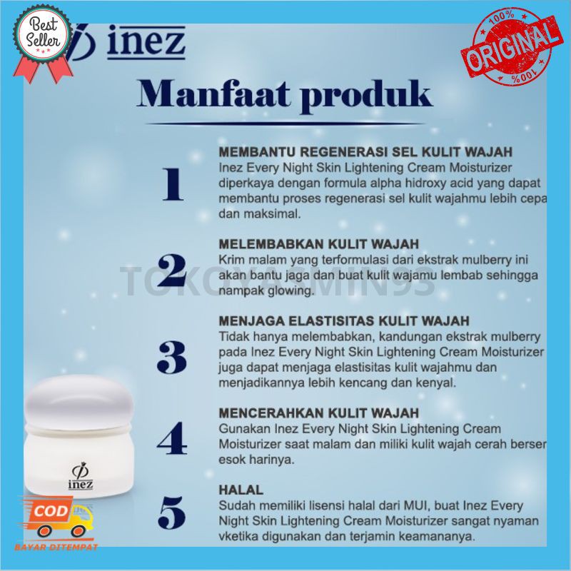 Inez Everynight Skin Lightening Moisturizing Cream Murah