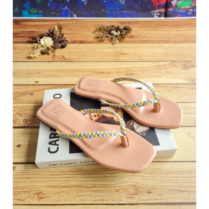 ABBUSHOES Sk 08 flat teflek kepang jepit kombinasi 1cm