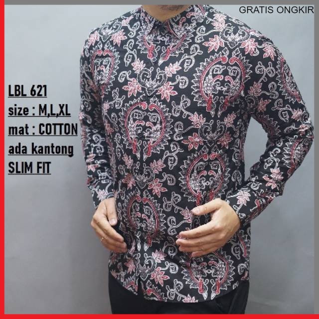 KEMEJA PRIA BATIK LENGAN PANJANG HEM BAHAN KATUN HALUS 40S LBL 621 BAJU MODERN MEWAH SLIMFIT SLIM FIT BY PENDEK JAKARTA PLATINUM