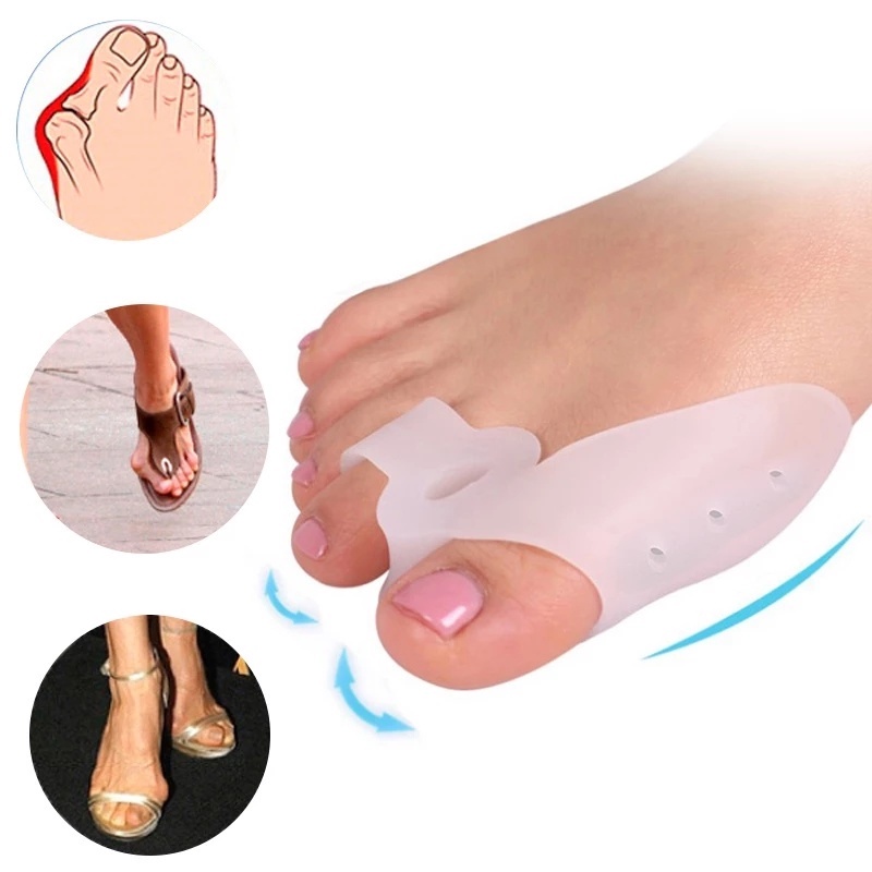 1 Pasang Bantalan Separator Jari Kaki Bahan Silikon Breathable Untuk Pereda Sakit / Korektor Bunion / Hallux Valgus