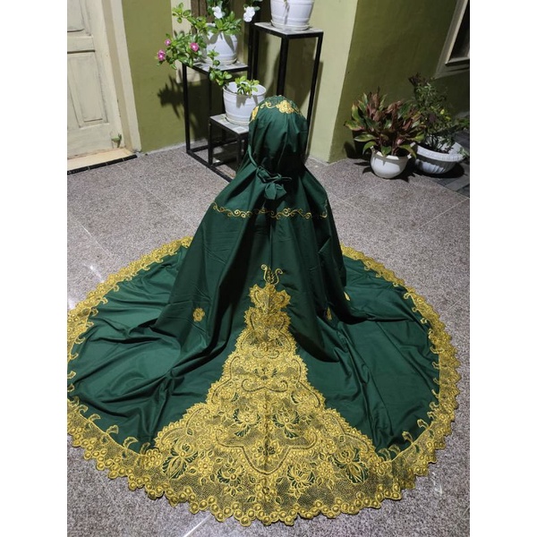 MUKENA BORDIR DEWASA BORDIR PADANG BUKITTINGGI HIJAU BOTOL