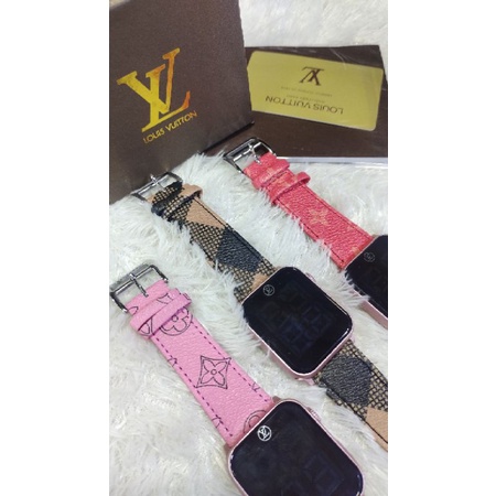 Jam tangan digital LV-3257 Fitur touch screen strap kulit Free box exclusive Fullset