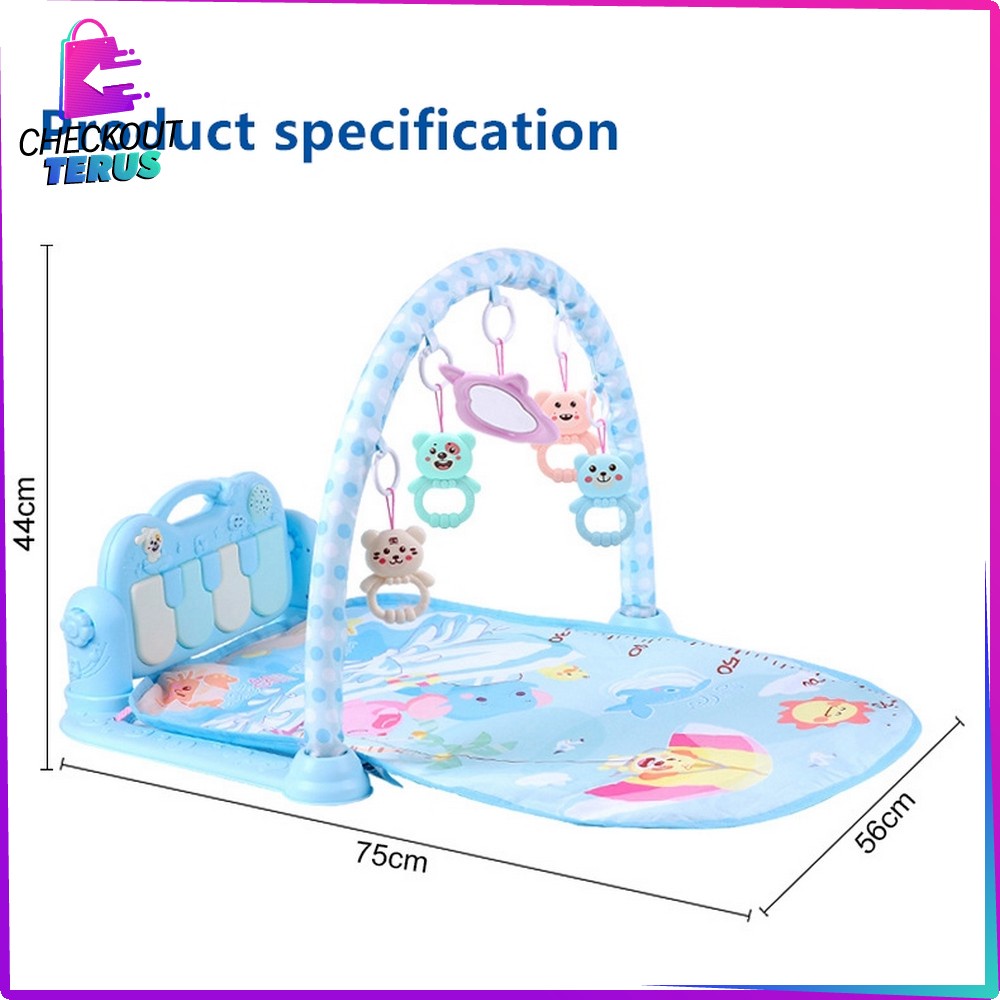 CT M15 M16 Baby Play Gym Kasur Bayi dengan Musical Rattle &amp; Piano Mainan Anak Playgym Bayi dan Balita Playmat Matras