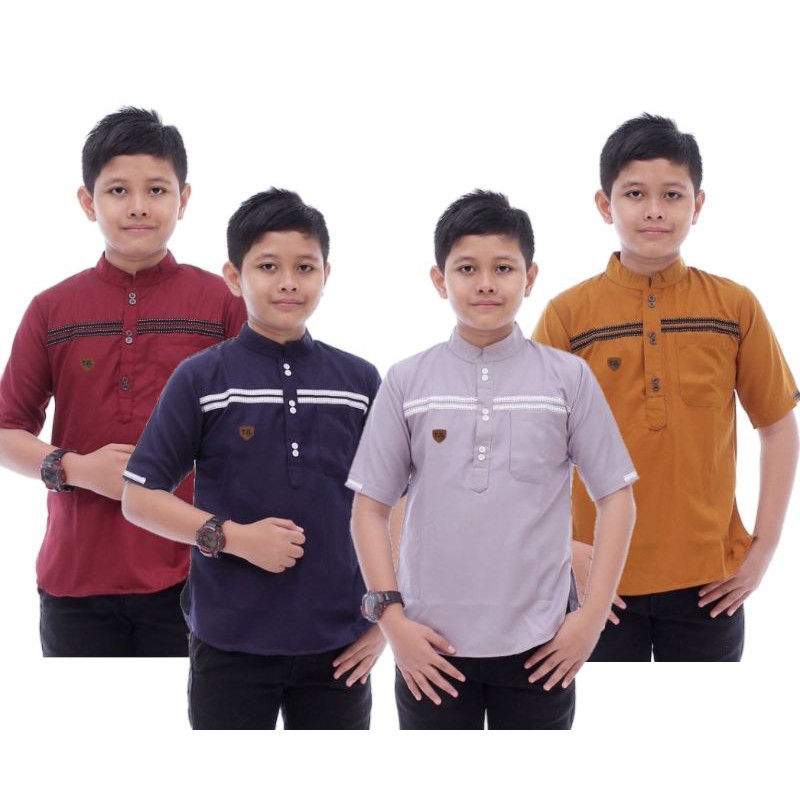 baju Koko anak usia 5 Sampek 11 tahun kemeja Agam model lengan panjang elrumi seragam azzahir