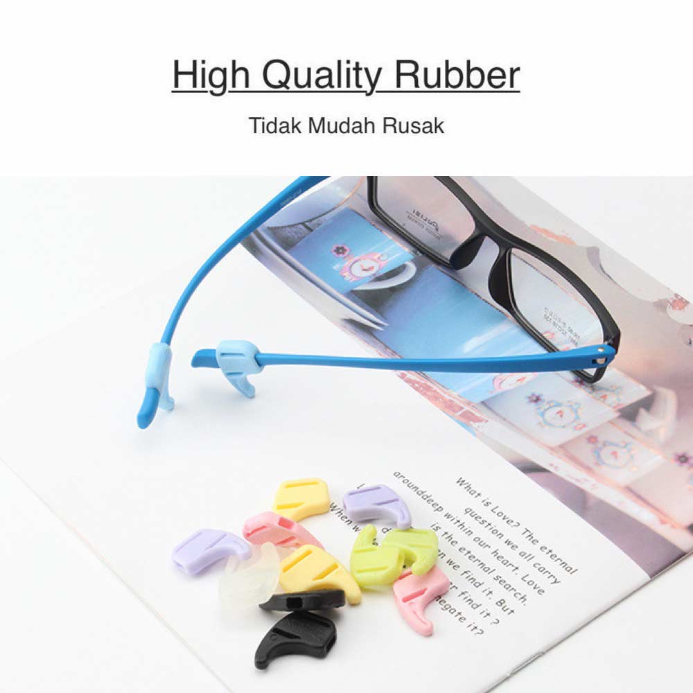 1 Pasang [ Biru Muda ] Pengait Kacamata Silikon - Anti Slip - Earhook Silicone - Penahan Hijab Style - KP8077