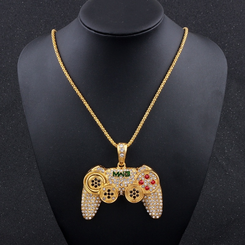 Kalung Liontin Gagang Game Bahan Zircon Gaya Hip Hop Untuk Pria