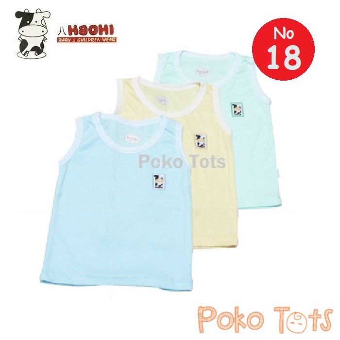 Hachi Kaos Singlet Ukuran 18 Tangan Buntung Bayi dan Anak Warna Polos