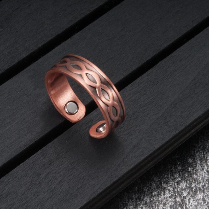 Cincin Magnetik Adjustable Bahan Tembaga Gaya Retro Klasik Untuk Pria Dan Wanita