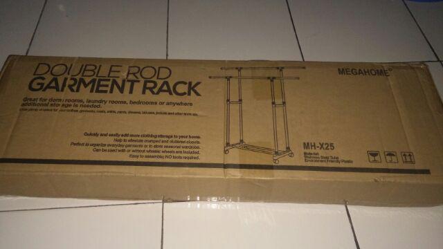 Stand Hanger Double Sisi Rak Serbaguna Dgn 4 Roda Megahome