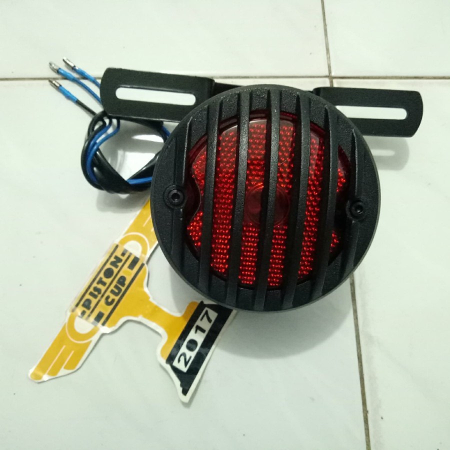 Lampu Stop Breket Plat Nomor Motor Custom Retro Cafe Racer / Stoplamp