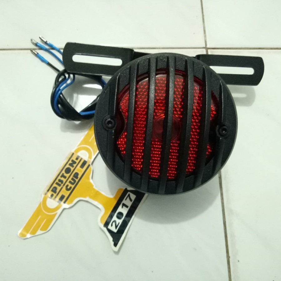 Lampu Stop Breket Plat Nomor Motor Custom Retro Cafe Racer Japstyle Stoplamp