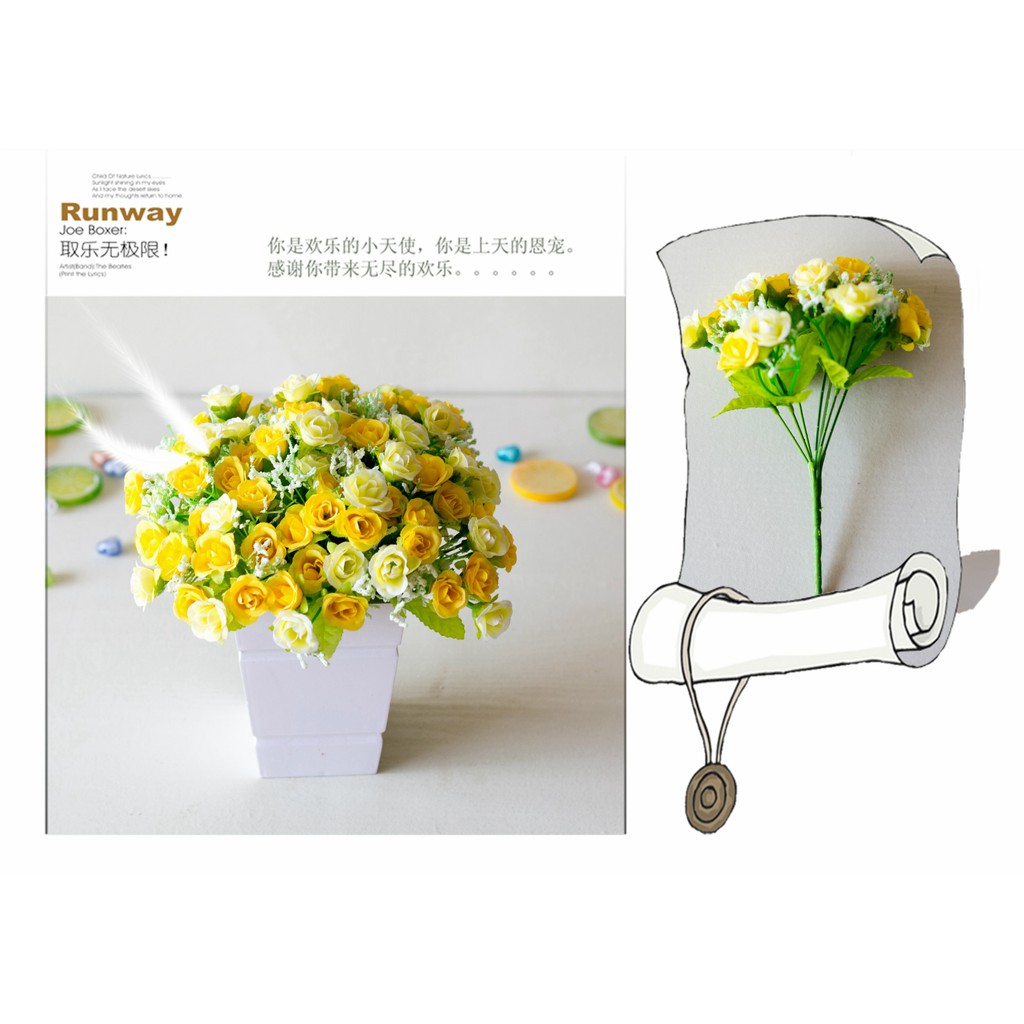 Bouquet / Bucket / Per Tangkai Mawar kecil Mawar simulasi bunga plastik / / Bunga Hias Artificial-Kuning