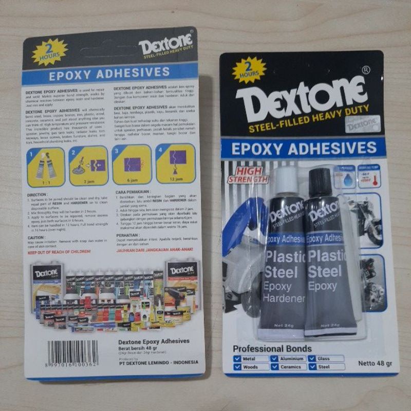LEM PLASTIC STEEL DEXTONE 2 JAM EPOXY / LEM BESI DEXTONE / LEM BESI 2 TON