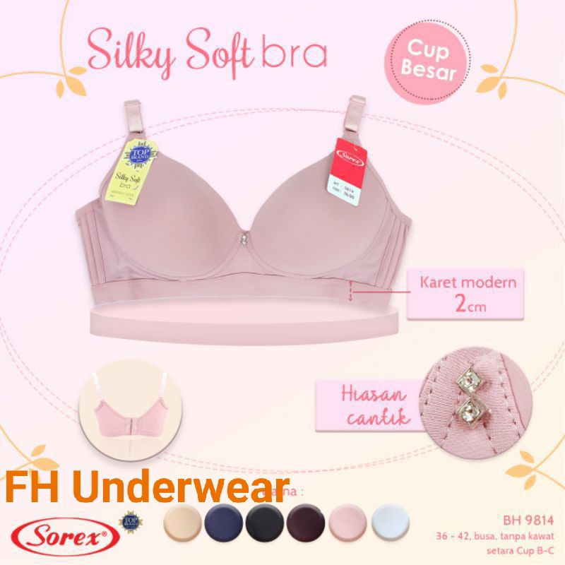 BH Bra Tanpa Kawat Busa Tipis Lembut Silky Soft Sorex 9814