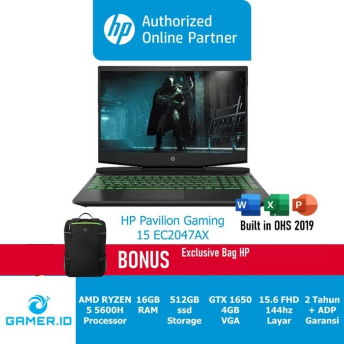 Jual Hp Pavilion Gaming 15 Ec2047ax Ryzen 5 5600h 16gb 512ssd Gtx1650 4gb Shopee Indonesia 