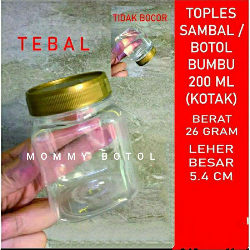 Toples Plastik Kotak 200 ml Sambal