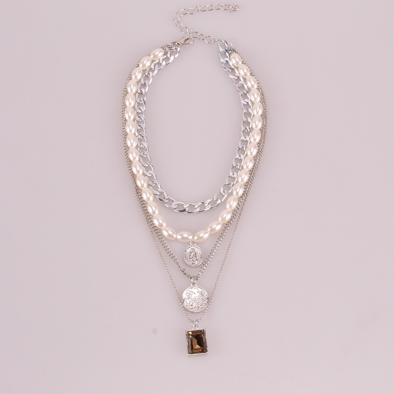 CH-18 set 4 pcs kalung mutiara wanita rantai gold silver emas korea jepang japan import