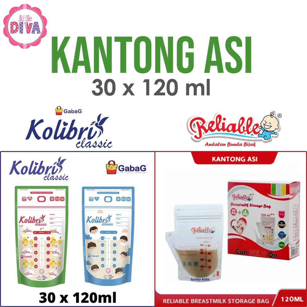 Kantong Asi /  BREASTMILK STORAGE BAG 30 x 120 ml Gabag Kolibri BPA Free 120ml asip asi perah