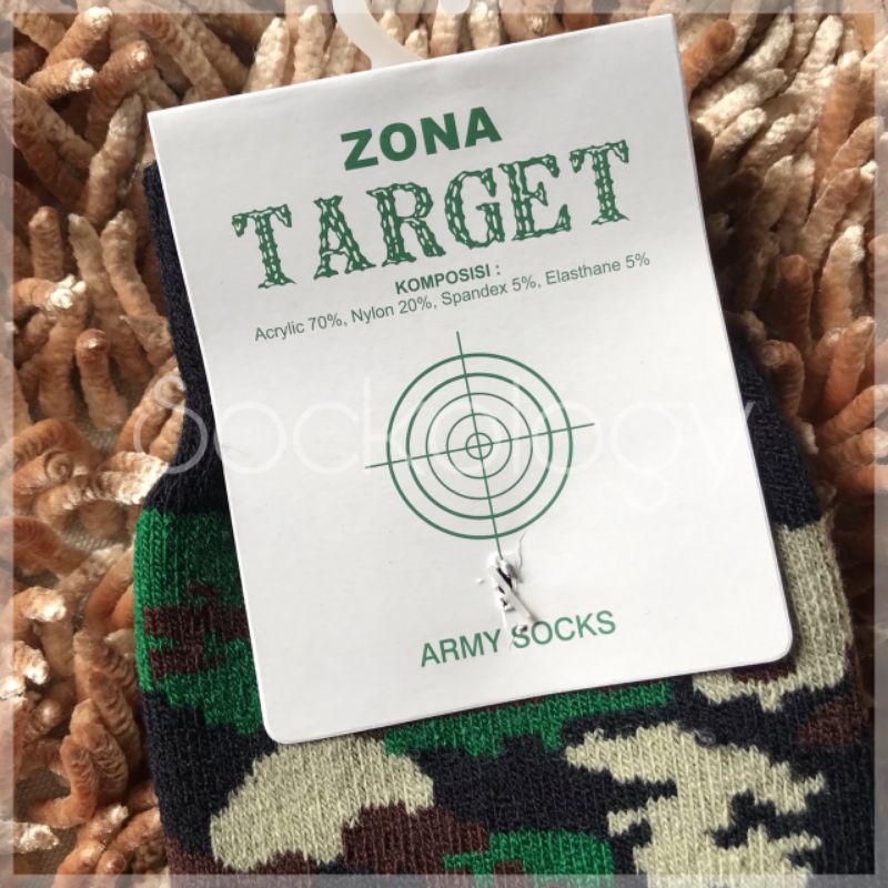 (Min 3pcs @17.500) Kaos kaki tentara polisi security Army loreng Merk Zona Target bahan tebal (High Quality) dewasa