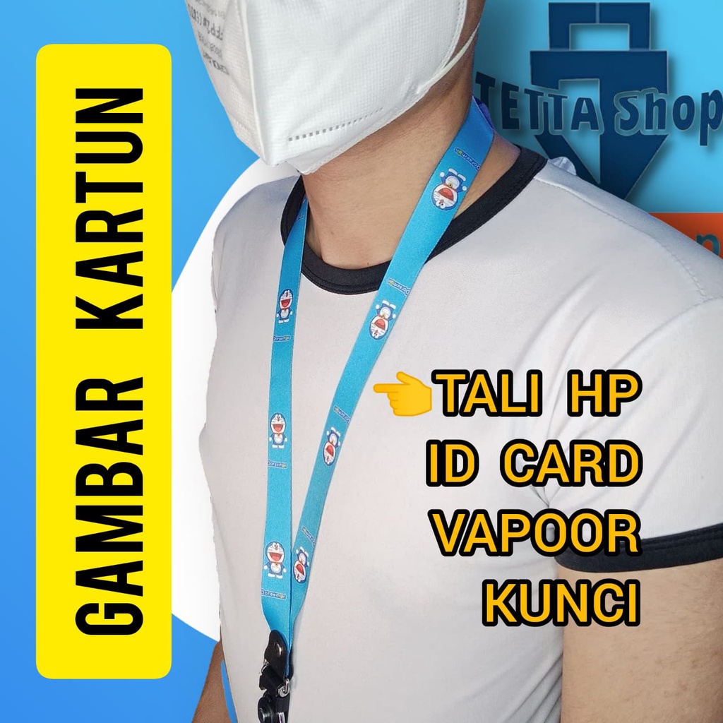 Cartoon Tali Gantungan HP Di Leher Tali ID Card Strap Vapoor Panjang Bisa Sebagai Gantungan Kunci Flashdisk Motif Kartun