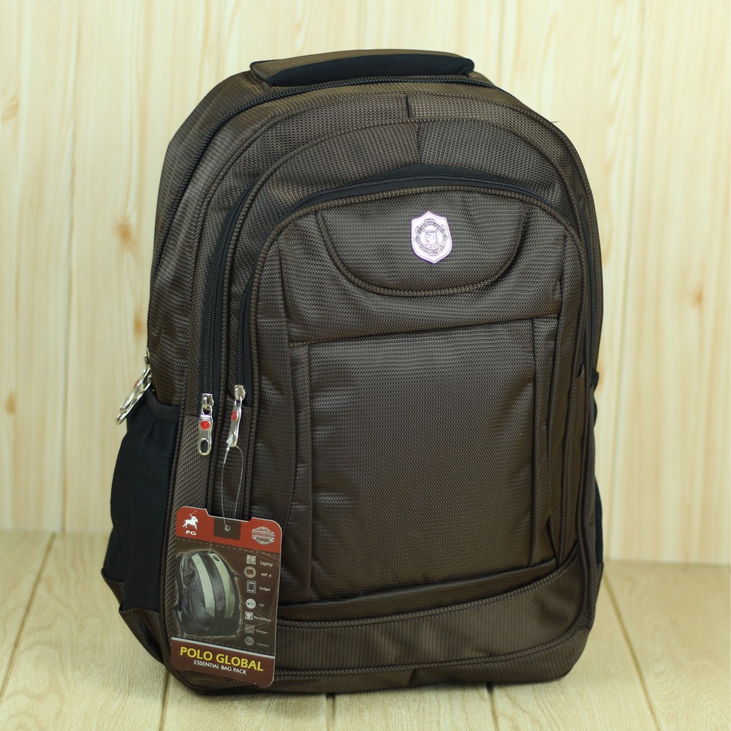 Back Pack Polo Global 9617 Coklat Tas Ransel Pria Cowok Sekolah Kuliah Kerja Keren Tebal Berkualitas