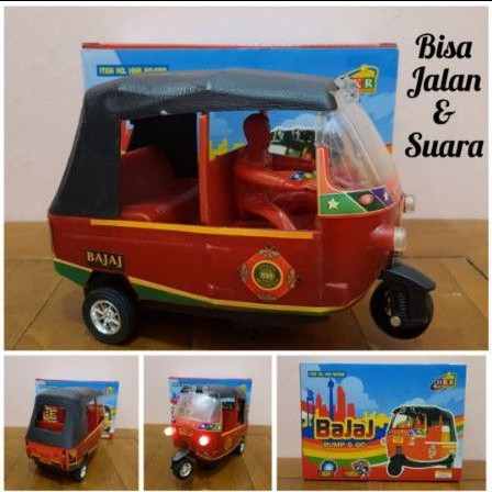 Mainan Bajaj Baterai Bump Go Jalan & Suara - Mainan Miniatur Bajaj Edukatif Anak