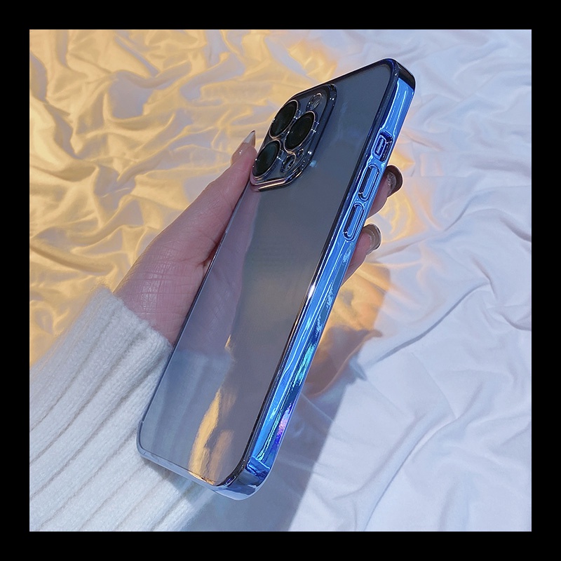 Soft Case Silikon TPU Transparan Frame Kotak Cover iPhone 13 Pro Max 12 11 Pro Max X XS XR 7 8 Plus SE