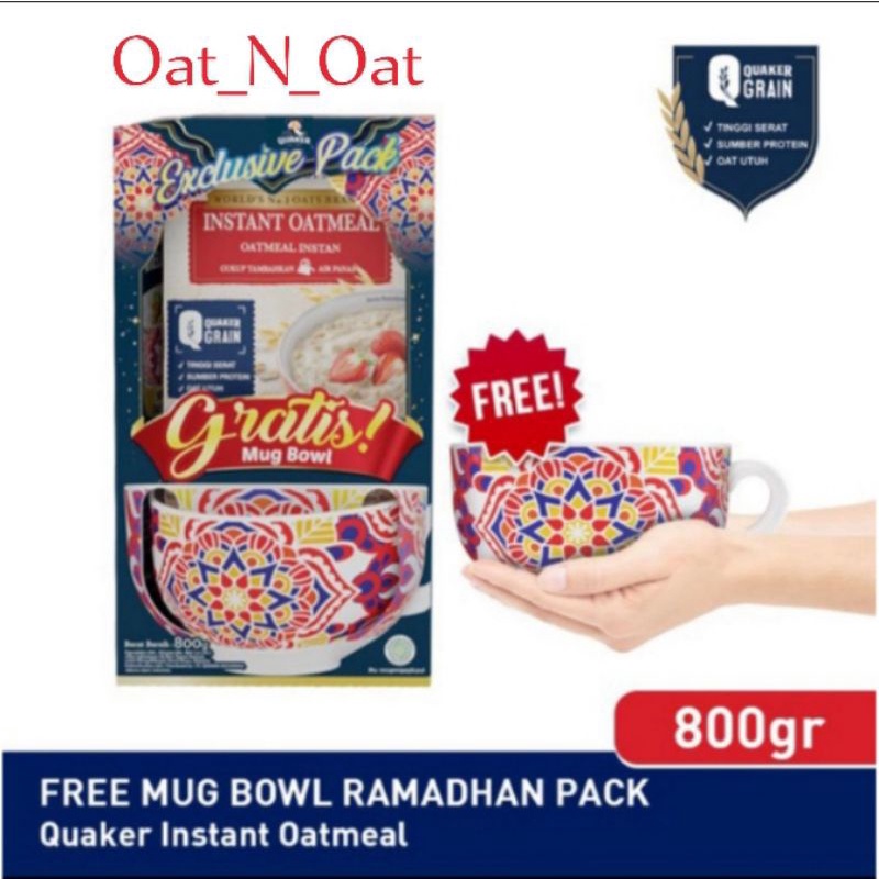 Quaker Oatmeal Instant 800 Gr Free Mug Bowl