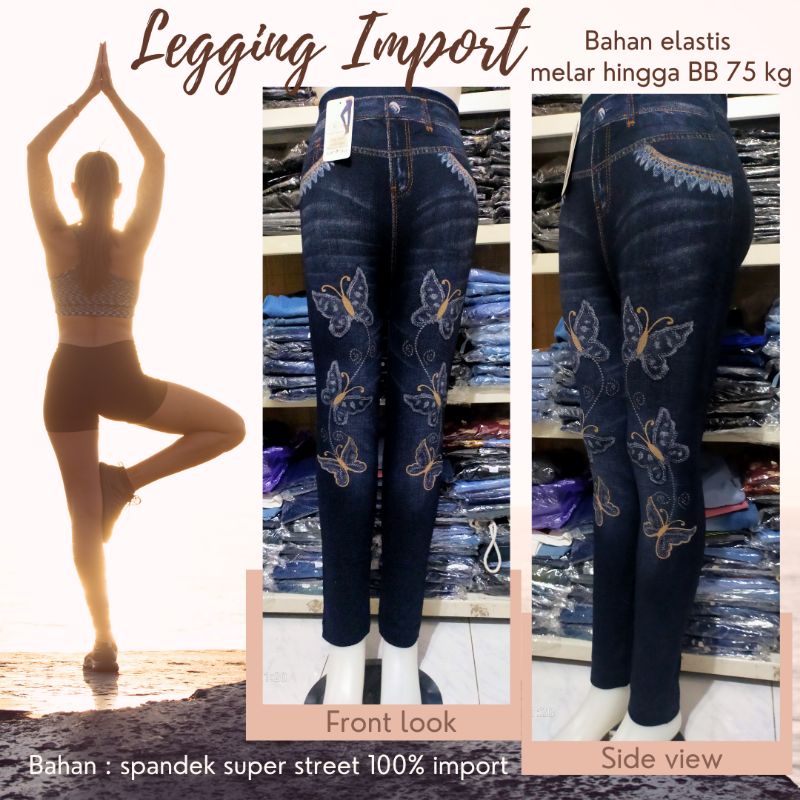 New Legging Import //Legging motif jeans //Legging senam