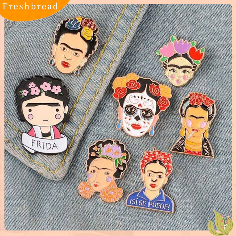 [ TERLARIS]Cartoon Enamel Frida Kahlo Mexican Badge Collar Brooch Pin Clothes Jewelry 