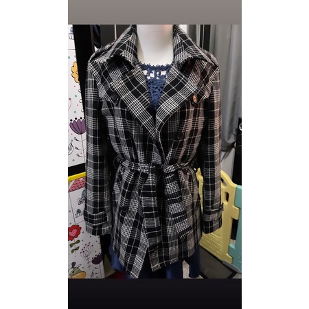 coat wool preloved motif kotak ld102 p72