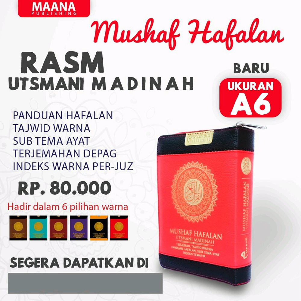 Al Quran Hafalan Utsmani Madinah A6 Resleting