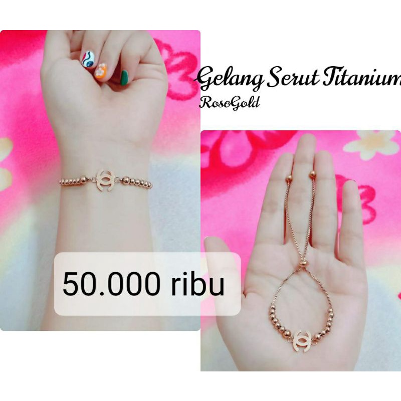 gelang titanium asli warna mas