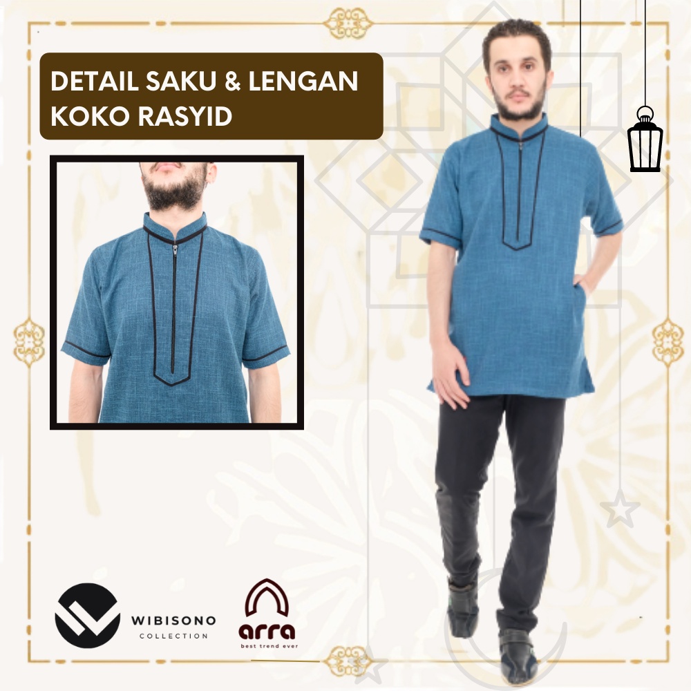 Baju Koko Kurta Pakistan YU9 Pria Cowok Dewasa Putih Lengan Pendek Terbaru Premium Murah Original RASYID