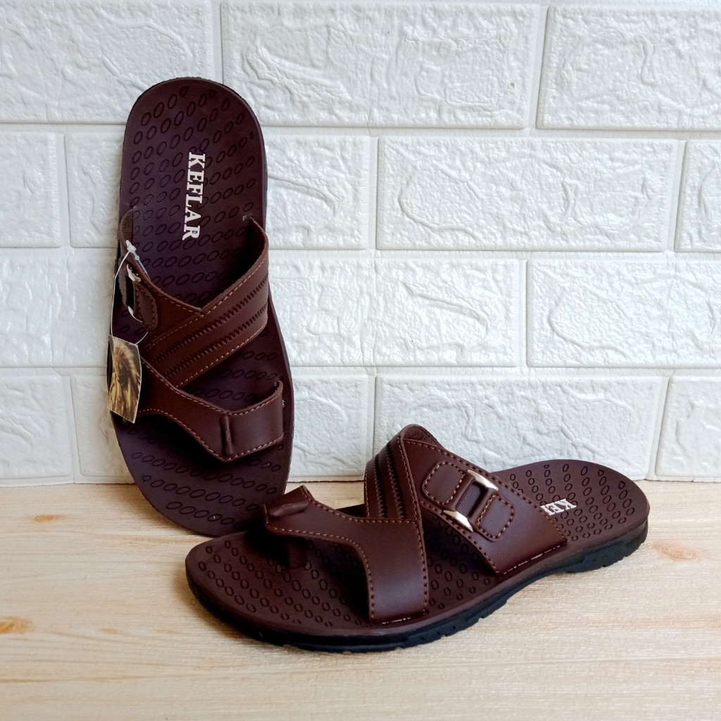 Sandal Pria Coopers F58 Selop Jempol Sol Lentur Size 38-42 Krem Coklat