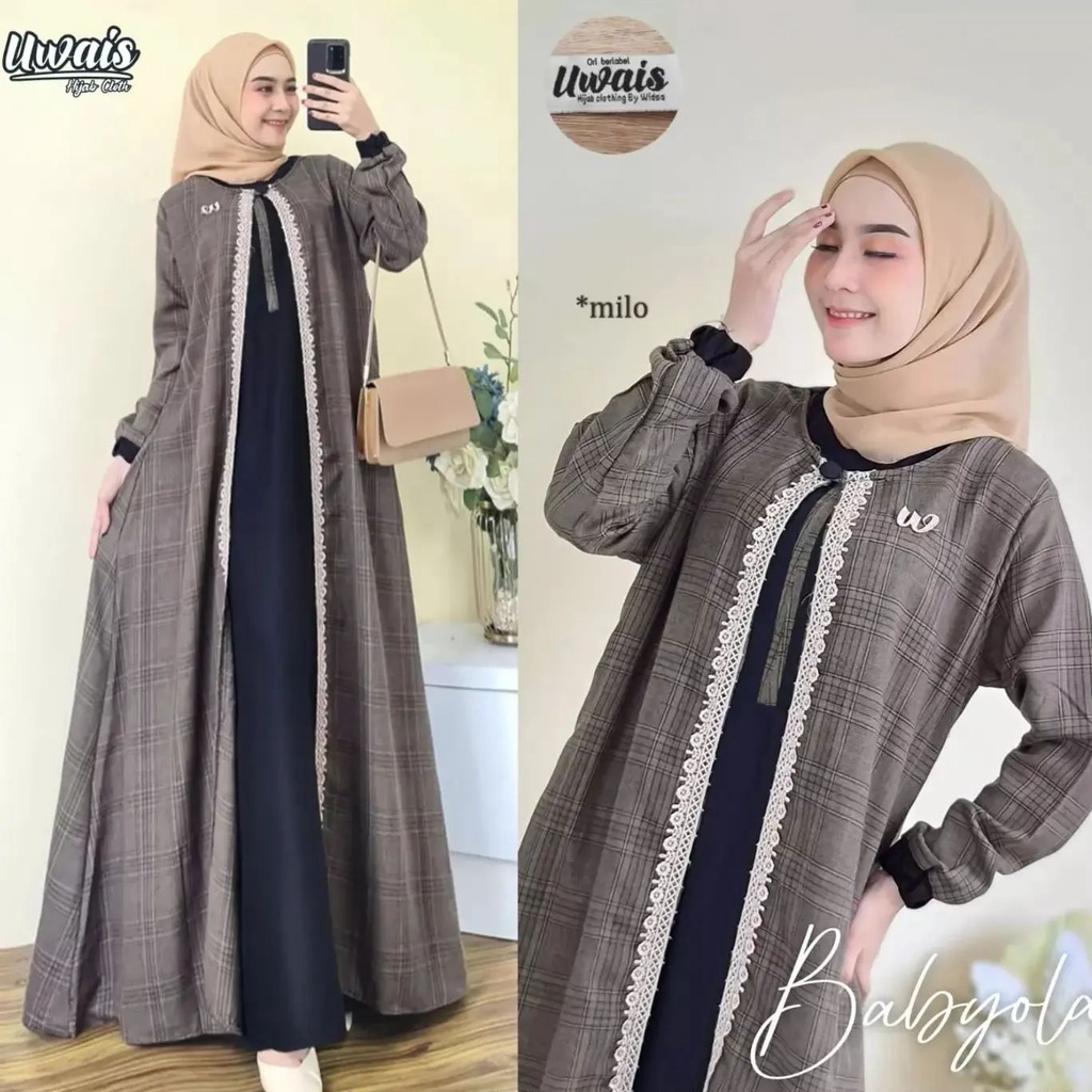 Dress Hijab Dua Layer Menyatu Aplikasi Renda Terbaru Baju Gamis Ngetren Baju muslim dewasa wanita Gamis Kondangan matt Ceruty Full Furing Dress Gamis Busui Friendly Wudhu Friendly / Babyola dress