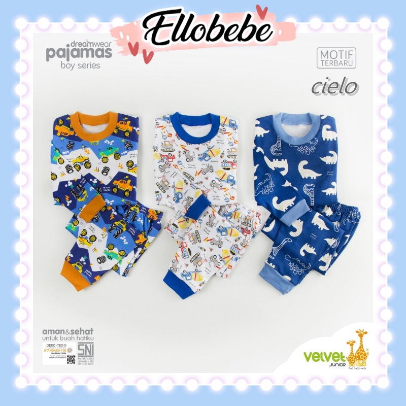 ❤ ELLOBEBE ❤ PIYAMA Anak Velvet Junior CIELO BIG SIZE Jumbo Size Besar 2 3 4 5 6 7 8 9 10 / PIYAMA A