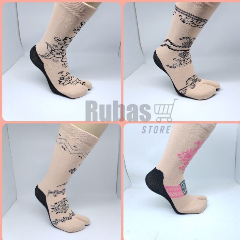 Grosir ( 12 pasang ) kaos kaki jempol muslimah wanita dewasa bahan nilon lembut non kemas termurah-7