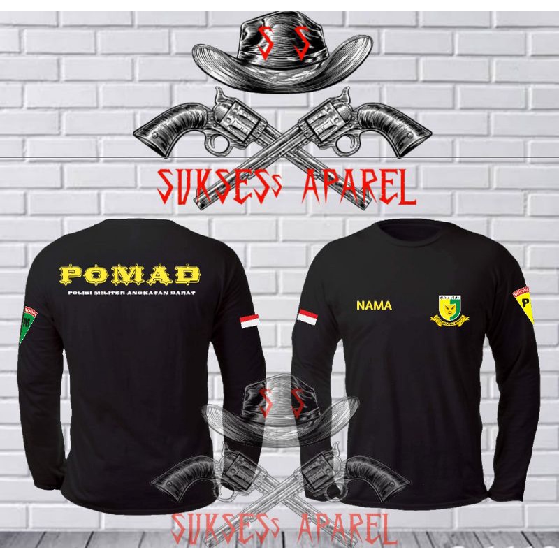 kaos pomad lengan panjang/polisi militer/angkatan darat