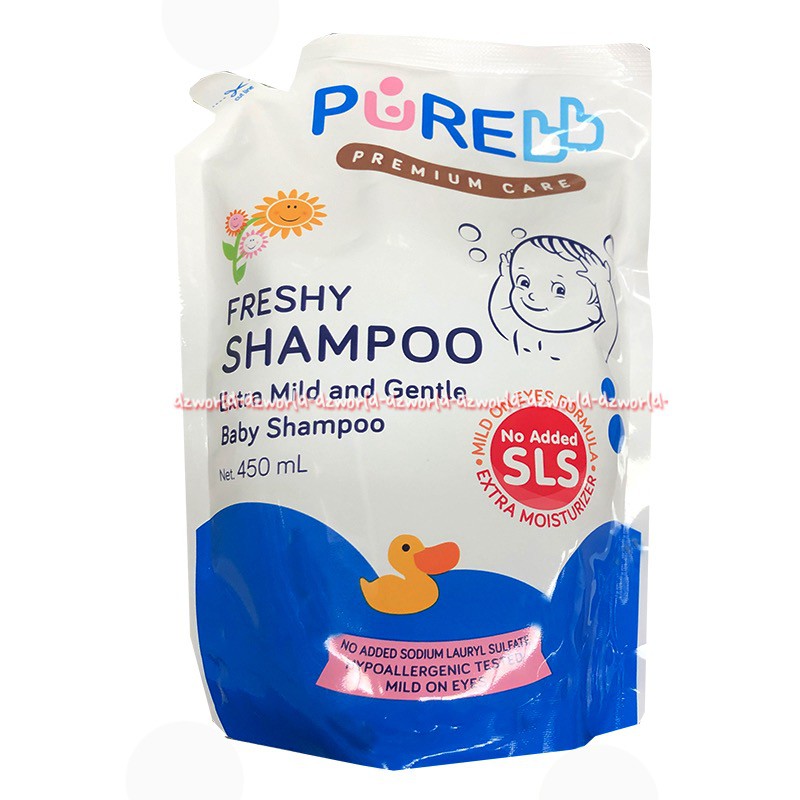 Pure Premium Care 450ml Freshy Shampoo Extra Mild Gentle Baby Shampoo Purebaby Pures Babies Sampoo Rambut Anak Kemasan Refill ISi Ulang Pouch