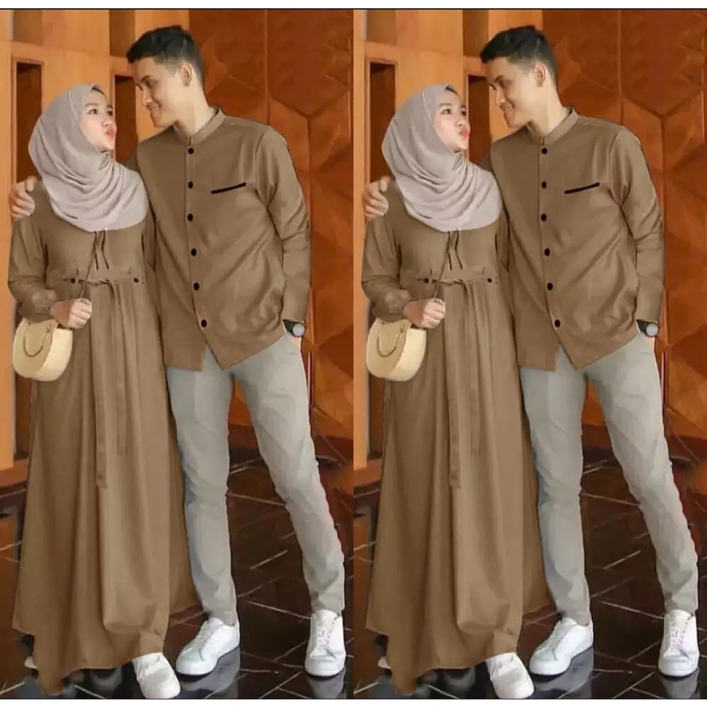 baju couple pasangan kondangan wanita set couple suami istri kapelan pacar keluarga gamis lebaran kapel kekinian