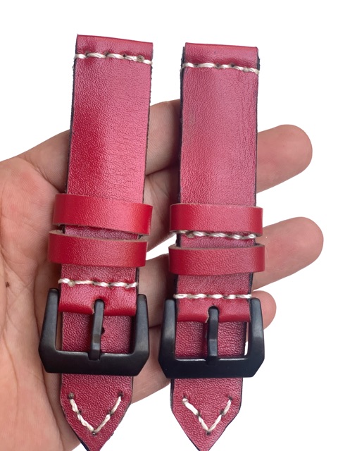 Strap Tali Jam Tangan kulit Sapi Asli vintage maroon handmade