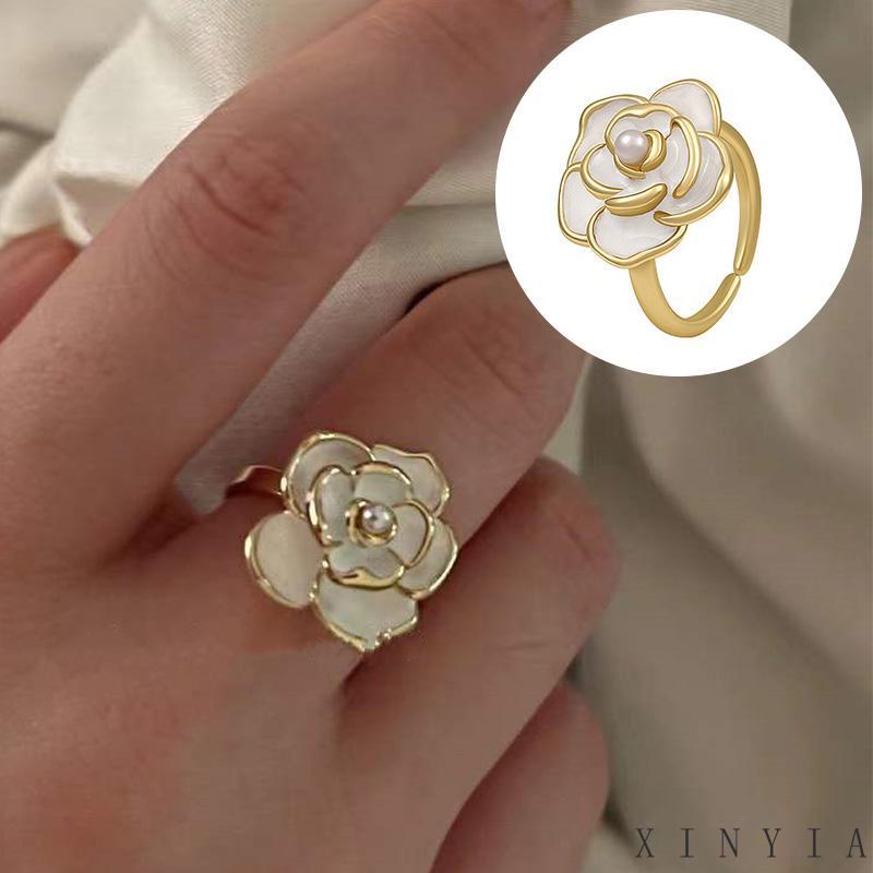 【COD】Cincin Jari Telunjuk Desain Bunga Putih Gaya Vintage Perancis Cincin Model Terbuka