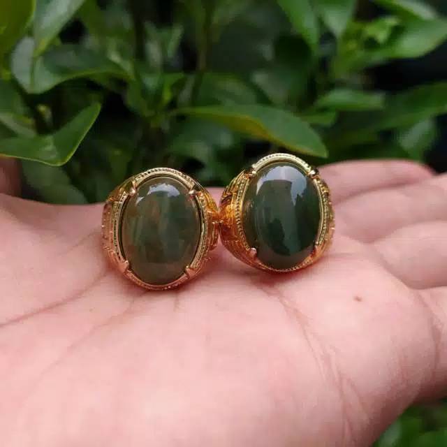 Cincin batu akik hijau lumut (N)